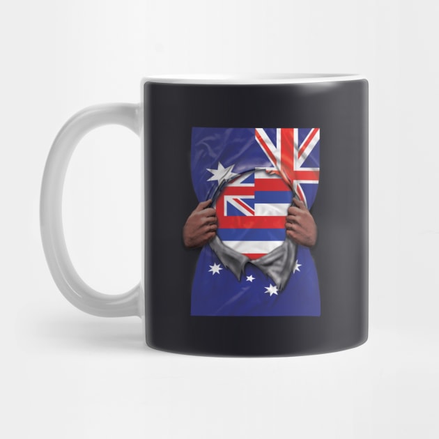 Hawaii Flag Australian Flag Ripped - Gift for Hawaiian From Hawaii by Country Flags